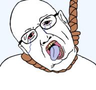 bloodshot_eyes crying eat_the_bugs glasses klaus_schwab new_world_order open_mouth rope subvariant:schwabjak_front suicide tongue variant:schwabjak // 1170x1097 // 321.7KB