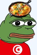 africa amphibian bald closed_mouth clothes country egg flag flag:tunisia food frog green_skin irl lips looking_at_you nas nas:pepe neutral north_africa pan pepe_the_frog series:pepe_hat shakshouka skillet transparent_background tshirt tunisia tunisian // 1008x1479 // 579.5KB