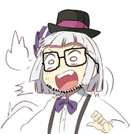 anime clothes don_turtelli glasses hand hat open_mouth soyjak stubble touhou variant:youmujak video_game white_hair // 573x581 // 338.4KB