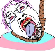 360 animated bloodshot_eyes glasses hanging lipstick meta:tagme open_mouth purple_hair rope rotation series:spinnerz! stubble suicide teeth tongue tranny variant:bernd // 760x704 // 292.2KB