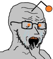 antenna crying glasses grey_skin hand npc orange_eyes reddit soyjak stubble subvariant:npc_soyak variant:soyak // 727x800 // 19.6KB