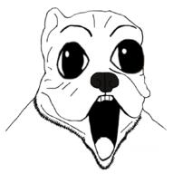 animal dog large_eyes open_mouth soyjak stretched_mouth stubble variant:unknown // 865x871 // 181.8KB