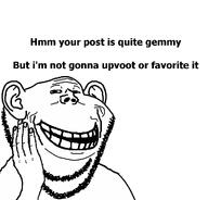 finger fingernail hand hand_on_face meta smug text troll trollface variant:impish_soyak_ears // 1041x1000 // 31.1KB