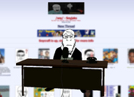 bored catalog closed_mouth clothes desk glasses holding_object microphone monty_python paper phone sitting soyjak_party subvariant:neutralplier suit variant:markiplier_soyjak // 1223x891 // 286.4KB
