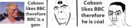 2soyjaks angry bbc chad closed_mouth glasses hair irl queen_of_spades smile soyjak stubble tattoo text variant:chudjak variant:cobson // 1332x293 // 198.5KB