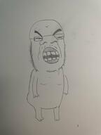 angry drawing full_body glasses mustache open_mouth pencil_drawing soyjak stubble variant:unknown // 3024x4032 // 1.2MB