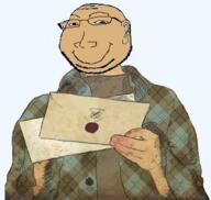 closed_mouth clothes ear glasses hand harry_potter holding_object letter_(mail) smile soyjak stubble subvariant:massjak subvariant:wholesome_soyjak variant:gapejak white_skin // 426x403 // 200.5KB