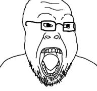 glasses merge open_mouth series:fusionjaks soyjak stubble variant:bernd variant:soyak // 1200x1125 // 53.6KB