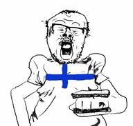 balding clothes country finland fist flag glasses hair knuckle_sandwich meme mustache open_mouth redraw sandwich soyjak stubble tiktok tshirt variant:a24_slowburn_soyjak // 959x914 // 67.0KB