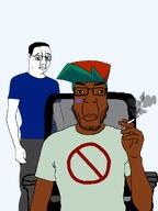 arm chair cigarette closed_mouth clothes discord fnf fnf_pedo full_body glasses hair half_body hand holding_object leg looking_at_you mouth_closed scared sign sitting smoke standing subvariant:chudplier variant:chudjak variant:markiplier_soyjak yellow_sclera // 768x1024 // 143.8KB