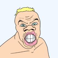 angry blue_eyes clenched_teeth hair looking_at_you soyjak stubble subvariant:feralnigger transparent_background trend:aryan variant:feraljak white_skin yellow_hair // 2048x2048 // 146.4KB