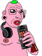 big_eyes drinking glasses green_hair headphones jewish_nose pink_skin pooner red_lips scars sisa surprised testosterone top_surgery tranny variant:unknown wound // 510x680 // 75.2KB