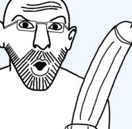 ear glasses hand holding_object mustache open_mouth penis soyjak stubble variant:56jak // 427x417 // 28.4KB