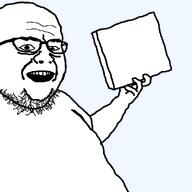 box fat gaping_mouth glasses half_body nintendo nintendo_switch smile soyjak stubble transparent_background variant:nusoytendo video_game white_skin // 1080x1080 // 25.6KB