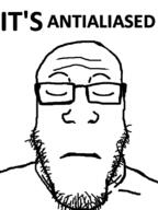 antialiased closed_mouth eyes_closed glasses its_over sad stubble text variant:markiplier_soyjak white_background // 600x800 // 23.2KB