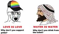 chad crying crying_wojak islam jpeg_compression muslims rainbow rainbow_flag soyjak talking text // 1268x726 // 145.4KB