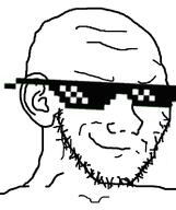 artist:crimsonvoidhydra1488 bald beard closed_mouth ear glasses mlg smile smug stubble subvariant:soyak_(smug) variant:soyak // 632x756 // 44.1KB