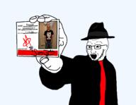 M_(Band) Robin_Scott artist:Keys card clothes fedora hand open_mouth signature soyjak suit variant:soyak // 1393x1080 // 181.5KB