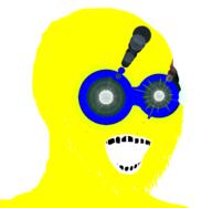 glowing_eyes green_eyes inverted open_mouth soyjak stubble thougher variant:soyak yellow_skin // 740x724 // 130.4KB