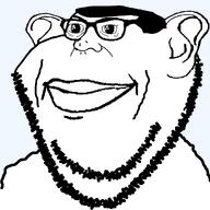 big_lips closed_mouth ear glasses hair happy series:fusionjaks soyjak stubble variant:brandon variant:impish_soyak_ears // 1025x1025 // 58.5KB