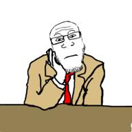 arm closed_mouth clothes glasses hand necktie neutral soyjak subvariant:neutralplier suit variant:markiplier_soyjak // 1000x1000 // 83.3KB