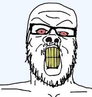 angry bloodshot_eyes clenched_teeth cracked_teeth rage rotten_teeth template variant:a24_slowburn_soyjak white_skin yellow_teeth // 1024x1068 // 34.9KB