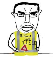 angry closed_mouth ear glasses hair hand holding_object jacket millions_must_die sign subvariant:pol_face variant:chudjak wagie // 610x666 // 242.9KB