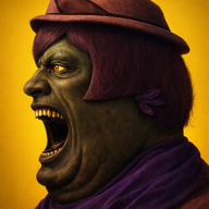 black_skin double_chin eyebags fat hair jimbo_(namefag) jimbo_(user) lips looking_to_the_left meta:ai_generated meta:namefags mouth_open neck no_background nose obese oneshot series:the_many_faces_of_jimbrap side_profile stubble subvariant:alicia_side teeth template variant:alicia yellow_background yellow_sclera