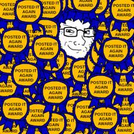 arm award badge closed_mouth ear glasses posted_it_again_award ribbon smirk smug soyjak stubble text variant:soyak // 600x600 // 103.1KB