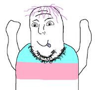 arms_up blue_tongue happy purple_hair smile stubble subvariant:flubbert tongue_out tranny variant:norwegian // 700x662 // 13.8KB