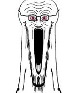 bloodshot_eyes glasses open_mouth soyjak stretched_mouth stubble variant:soyak // 1279x1698 // 469.3KB