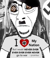 adolf_hitler arm biting_lip clothes distorted frown glasses i_would_never large_eyes large_nose looking_at_you merge nazism stubble subvariant:hornyson subvariant:science_lover swastika teeth text tshirt variant:cobson variant:markiplier_soyjak // 787x900 // 465.7KB