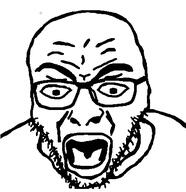 angry glasses looking_down open_eyes open_mouth soyjak stubble template variant:rupturejak // 419x433 // 10.7KB