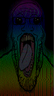 animated avant-garde black_background dot ext=gif gift oh_my_god_she_is_so_attractive open_mouth rainbow series:rainbros sisa_eyes stubble subvariant:longplier teeth_showing tongue trend:glowie variant:markiplier_soyjak // 512x899 // 1.5MB