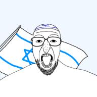 beard clothes flag glasses hat israel jewish_nose judaism kike kippah looking_at_you open_mouth soyjak template transparent_background variant:patriotjak // 1023x1023 // 55.3KB