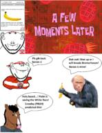 2soyjaks animal arm banana bojack_horseman cartoon closed_mouth dancing_swede danish_text denmark ear full_body hand headband holding_object holy_based horse mirrored monkey monkey_putin smile soyjak speech_bubble stubble text variant:impish_soyak_ears variant:wojak vladimir_putin // 2680x3472 // 3.2MB