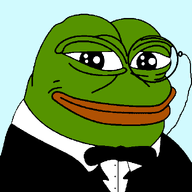 amphibian blue_background bowtie closed_mouth clothes frog green_skin lips looking_at_you monocle nas:pepe pepe_the_frog smile suit