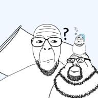 beard closed_eyes clothes flag glasses hat looking_at_each_other looking_at_you open_mouth question_mark serious sleep_cap sleeping smile soyjak template transparent_background variant:budgiejak variant:neckbeardjak variant:patriotjak zzz // 1023x1023 // 46.1KB
