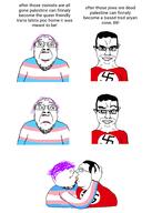 88 aryan chud confused implied_sex israel kiss looking_at_each_other looking_at_you looking_to_the_left looking_to_the_right palestine saliva smug swastika tranny transgender_flag white_background // 1431x2000 // 330.3KB