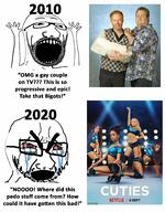 2010 2020 bloodshot_eyes crying cuties distorted gay glasses hand hands_up large_eyebrows netflix open_mouth soyjak stubble text variant:cryboy_soyjak variant:excited_soyjak // 2471x3167 // 888.6KB