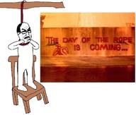 angry arm chair crying day_of_the_rope full_body glasses hair hand leg redraw rope soyjak suicide text variant:chudjak // 1530x1301 // 278.7KB