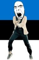 angry animated country dance estonia flag flag:estonia full_body gangnam_style glasses irl open_mouth soyjak stubble variant:cobson // 300x460 // 502.8KB