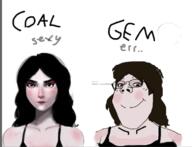 blush brown_hair closed_mouth clothes coal female femjak gem glasses hair long_hair smile soyjak subvariant:gapejak_female text variant:gapejak white_skin // 784x599 // 321.2KB