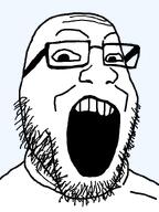 glasses merge open_mouth series:fusionjaks soyjak stubble subvariant:gapeplier transparent_background variant:gapejak variant:markiplier_soyjak // 600x800 // 21.2KB