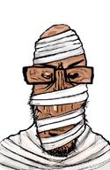 artist:romanian_schizo brown_skin euromutt european_union glasses mummy soyjak subvariant:euromutt variant:markiplier_soyjak white_eyes // 517x797 // 85.9KB