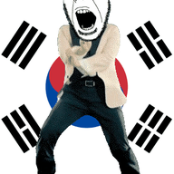 angry animated country dance flag gangnam_style glasses korea open_mouth soyjak stubble variant:cobson // 300x460 // 503.0KB