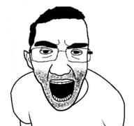 clothes ear eyelids glasses hair merge open_mouth soyjak stubble subvariant:chudjak_front variant:chudjak variant:el_perro_rabioso // 427x400 // 26.1KB