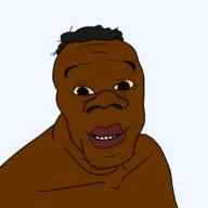 black_skin closed_mouth hair happy lips smile soyjak subvariant:feralnigger variant:feraljak yellow_eyes // 2048x2048 // 262.5KB