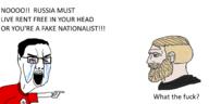 arm beard bloodshot_eyes clothes crying ear glasses hair hand mustache nazism nordic_chad open_mouth pointing russia side_profile soyjak swastika text tshirt variant:chudjak // 2023x1013 // 486.7KB