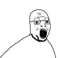 glasses open_mouth soyjak stubble template variant:shroomjak wrinkles // 648x651 // 4.3KB